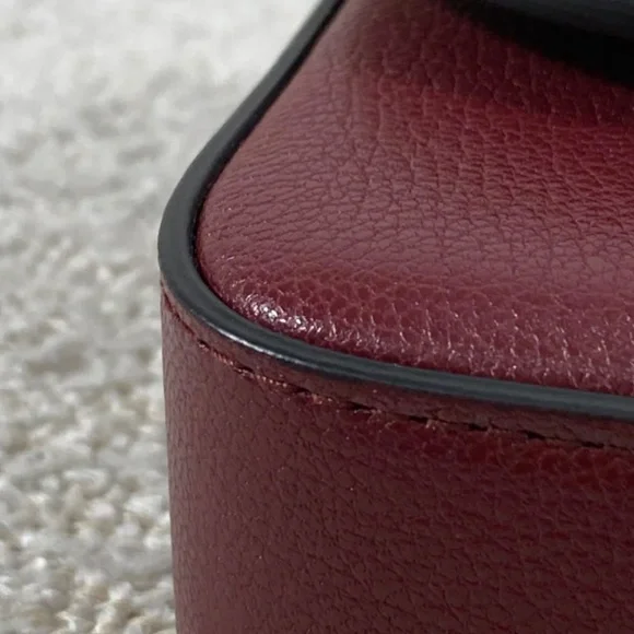 Authentic Pre-Owned Dior Medium Saddle Pouch with Chain Burgundy Goatskin - Picture 9 of 16